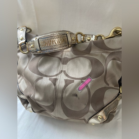 Coach Carly Signature C Hobo Bag Tan & Brown Canvas Gold Tone Hardware - Picture 5 of 16